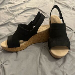 Black suede wedge sandal